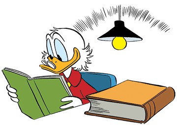 Dagobert Duck liest ein Buch