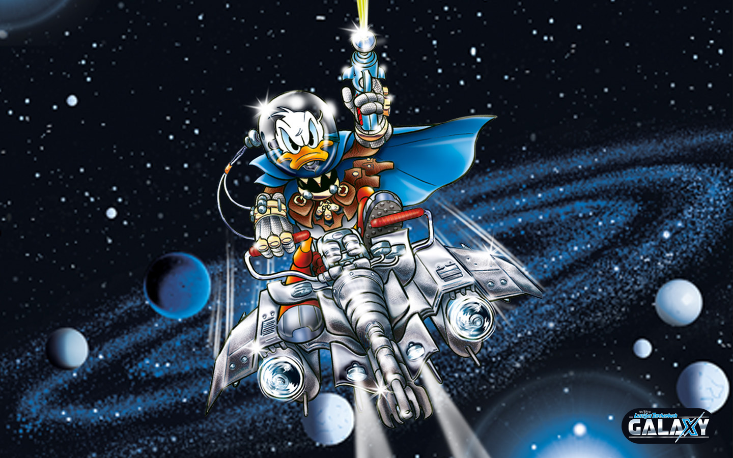 Wallpaper Donald auf dem Raumflugzeug, LTB Galaxy