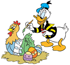 Donald Duck malt Henne an