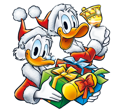 Donald und Dagobert in Weihnachtskostümen